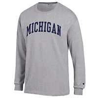 Men's Champion  Heather Gray Michigan Wolverines Basic Arch Long Sleeve T-Shirt