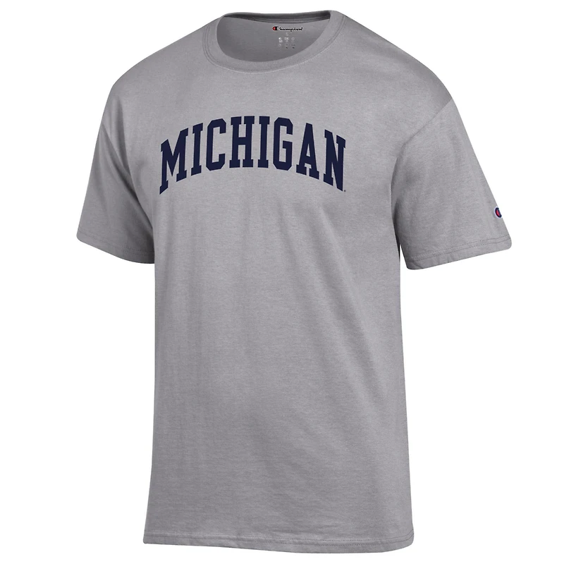 Men's Champion Heather Gray Michigan Wolverines Basic Arch T-Shirt