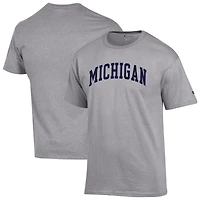 Men's Champion  Heather Gray Michigan Wolverines Basic Arch T-Shirt