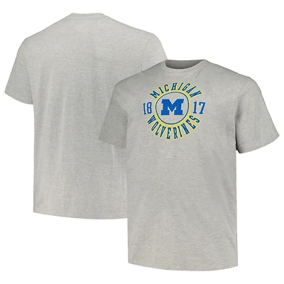 T-shirt Champion Heather Grey Michigan Wolverines Big & Tall Circle Logo pour hommes