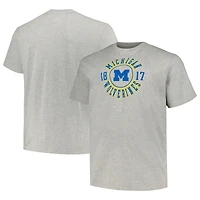 T-shirt Champion Heather Grey Michigan Wolverines Big & Tall Circle Logo pour hommes