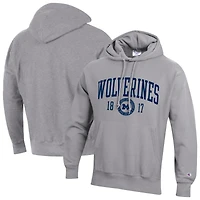 Men's Champion  Heather Gray Michigan Wolverines Established Reverse Weave Hoodie
