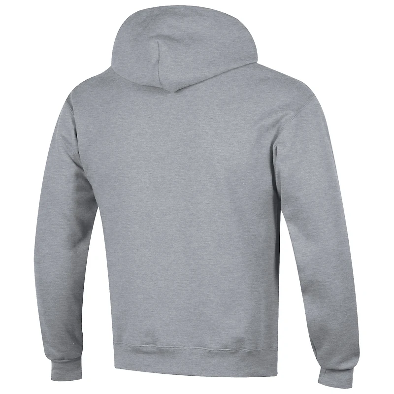 Men's Champion Heather Gray Michigan Wolverines Hockey Icon Powerblend Pullover Hoodie