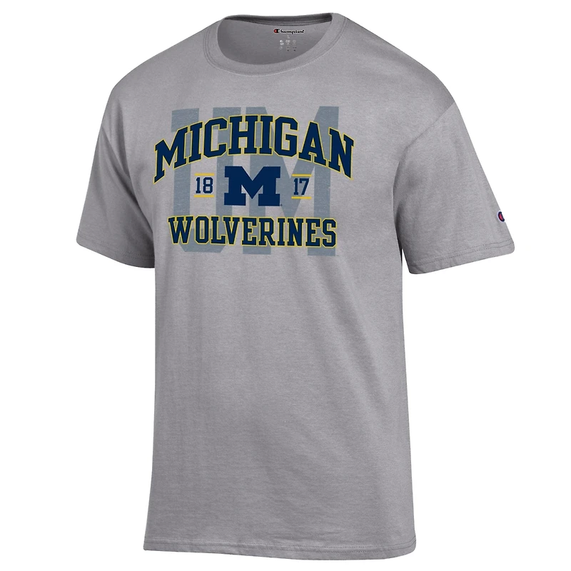 Men's Champion Heather Gray Michigan Wolverines Varsity T-Shirt