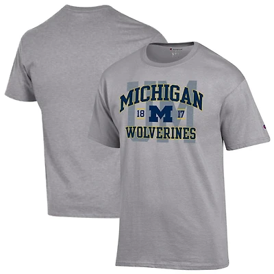 Men's Champion Heather Gray Michigan Wolverines Varsity T-Shirt