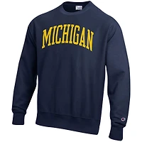 Sweat-shirt Champion pour hommes, bleu marine, Michigan Wolverines Arch Reverse Weave