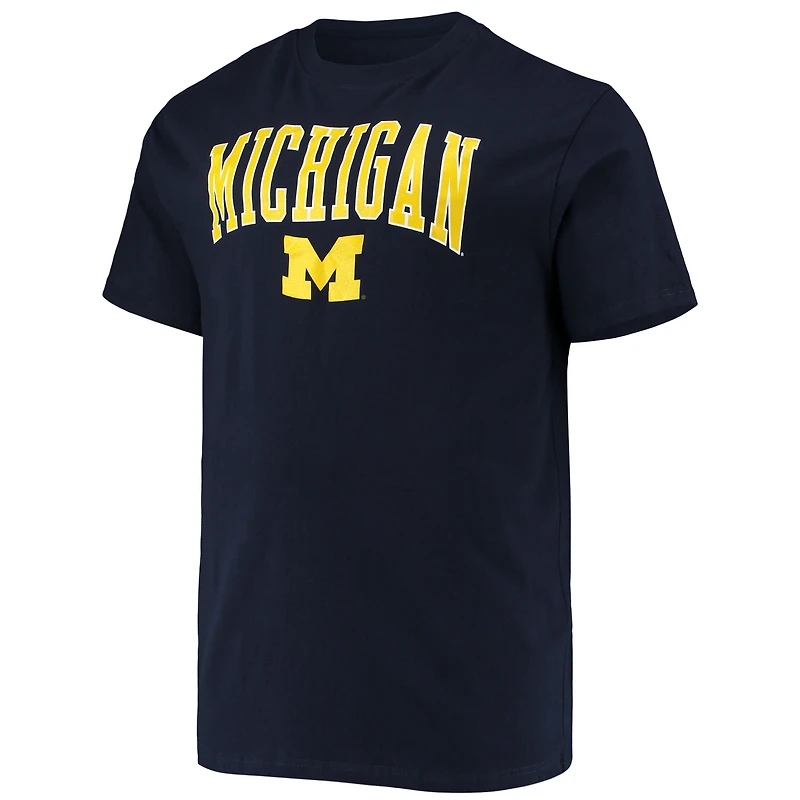 Men's Champion Navy Michigan Wolverines Big & Tall Arch Over Wordmark T-Shirt
