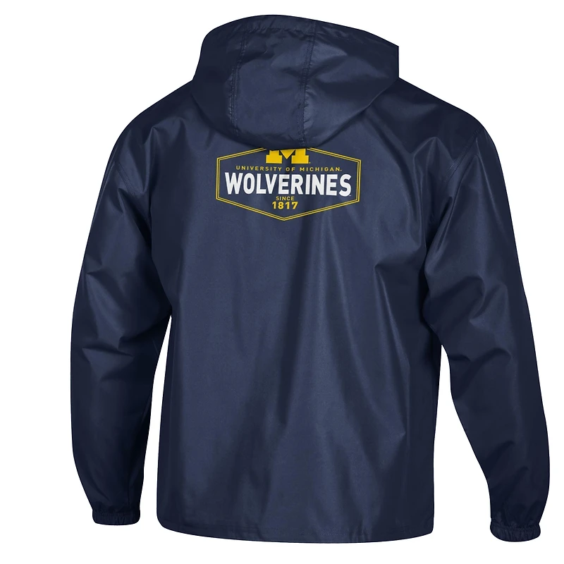 Men's Champion Navy Michigan Wolverines Delay Packable Half-Zip Jacket