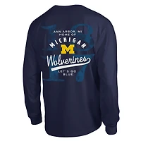 Men's Champion  Navy Michigan Wolverines Laminated All-Star Long Sleeve T-Shirt