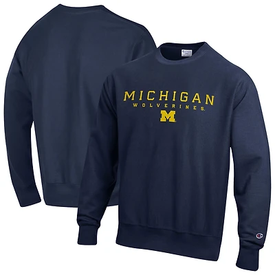 Men's Champion  Navy Michigan Wolverines Relentless Reverse Weave Sweatshirt