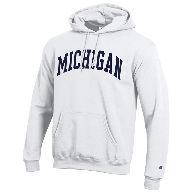 Sweat à capuche en polaire blanc Champion Michigan Wolverines Basic Arch pour homme