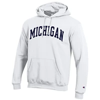 Sweat à capuche en polaire blanc Champion Michigan Wolverines Basic Arch pour homme