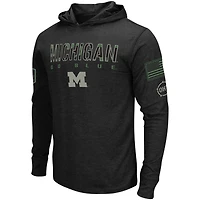 Colosseum Black Michigan Wolverines Big & Tall OHT Military Appréciation Tango T-shirt à capuche manches longues pour hommes