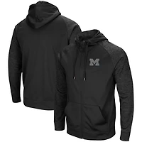 Sweat à capuche entièrement zippé Colosseum Michigan Wolverines Blackout 3.0 ton sur pour homme