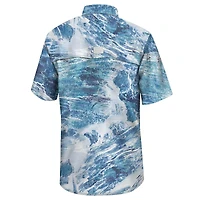 Men's Colosseum  Blue Michigan Wolverines Realtree Aspect Charter Full-Button Fishing Shirt