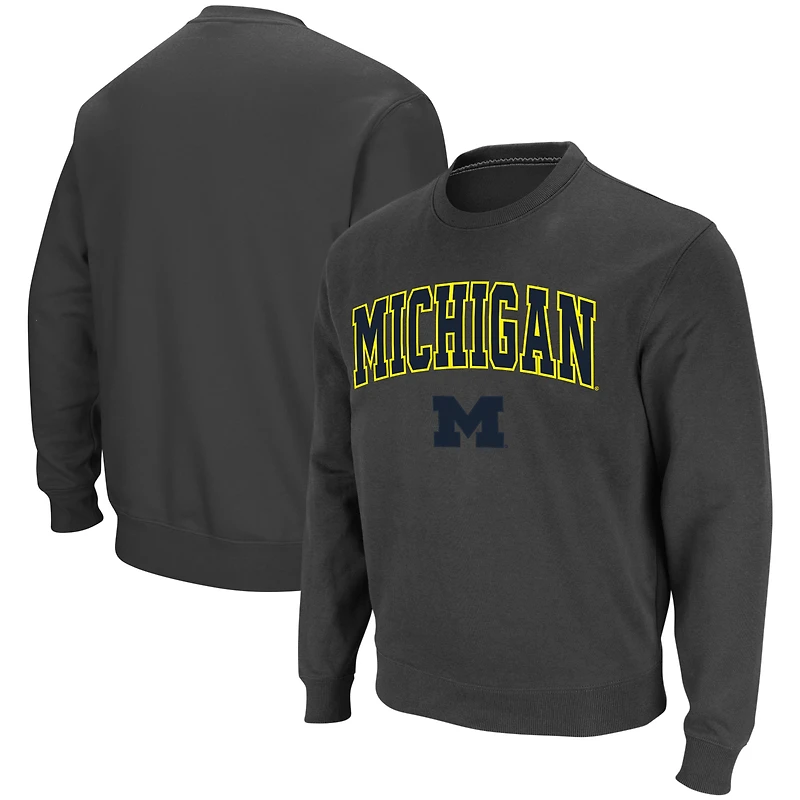 Sweat-shirt Colosseum Charcoal Michigan Wolverines Arch & Logo pour hommes