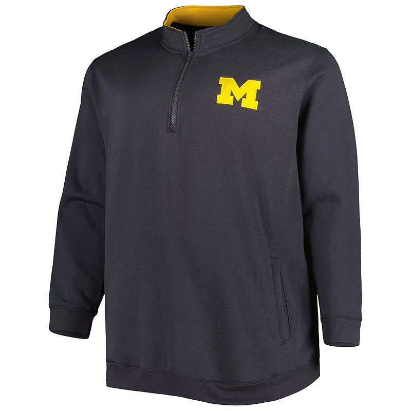 Men's Colosseum Navy Michigan Wolverines Big & Tall Tortugas Quarter-Zip Jacket