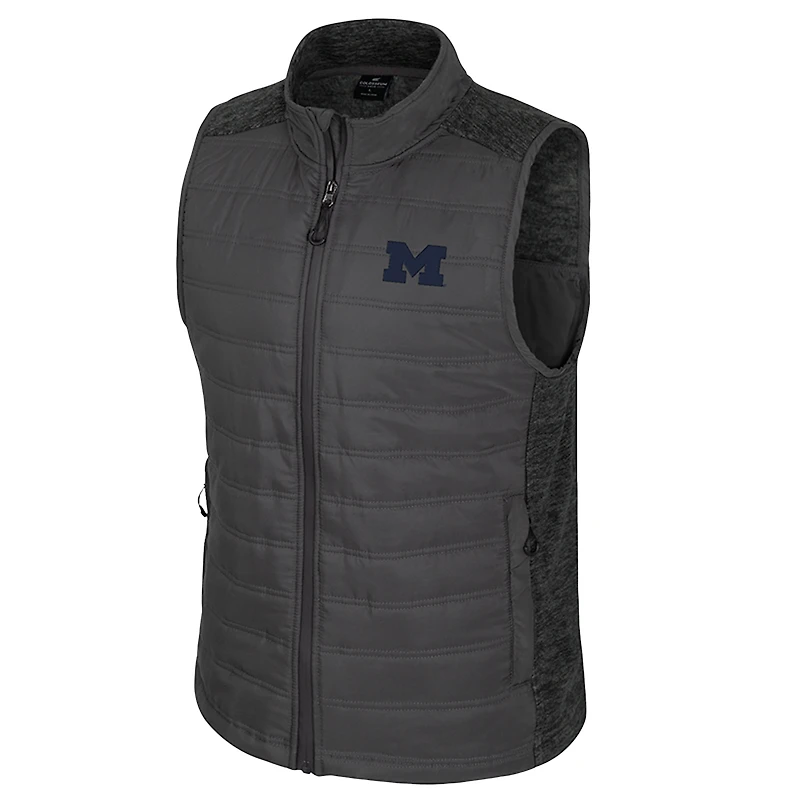 Men's Colosseum Charcoal Michigan Wolverines Nightman Full-Zip Puffer Vest