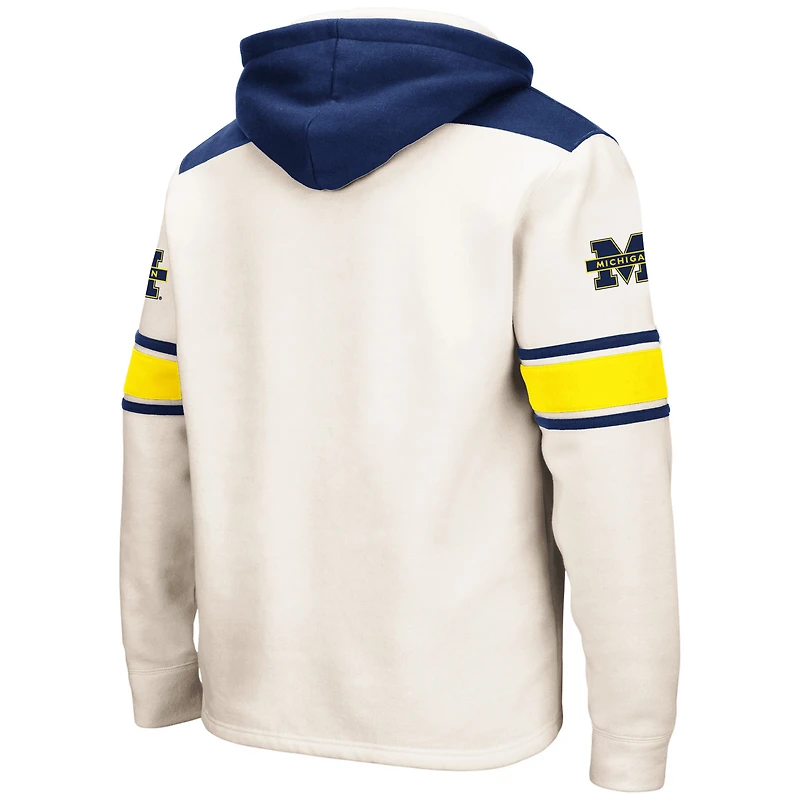 Chandail à capuchon Colosseum Michigan Wolverines Big & Tall Hockey pour hommes, crème, lacets