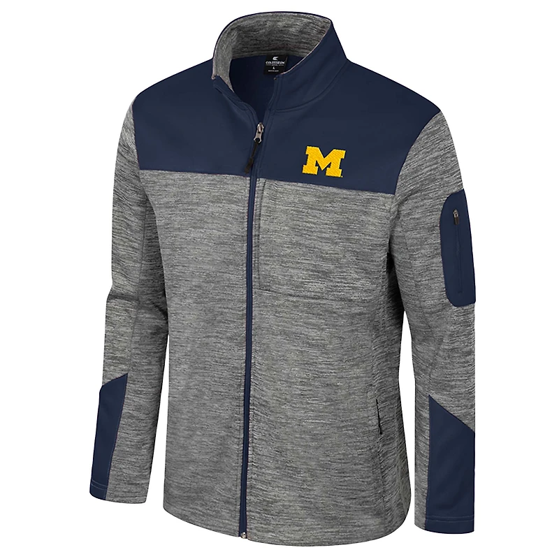 Men's Colosseum  Gray/Navy Michigan Wolverines Guard Full-Zip Jacket