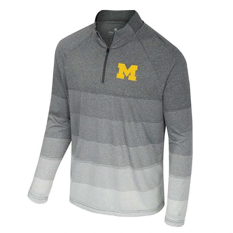 Men's Colosseum Gray Michigan Wolverines AI Striped Mesh Quarter-Zip Raglan Windshirt