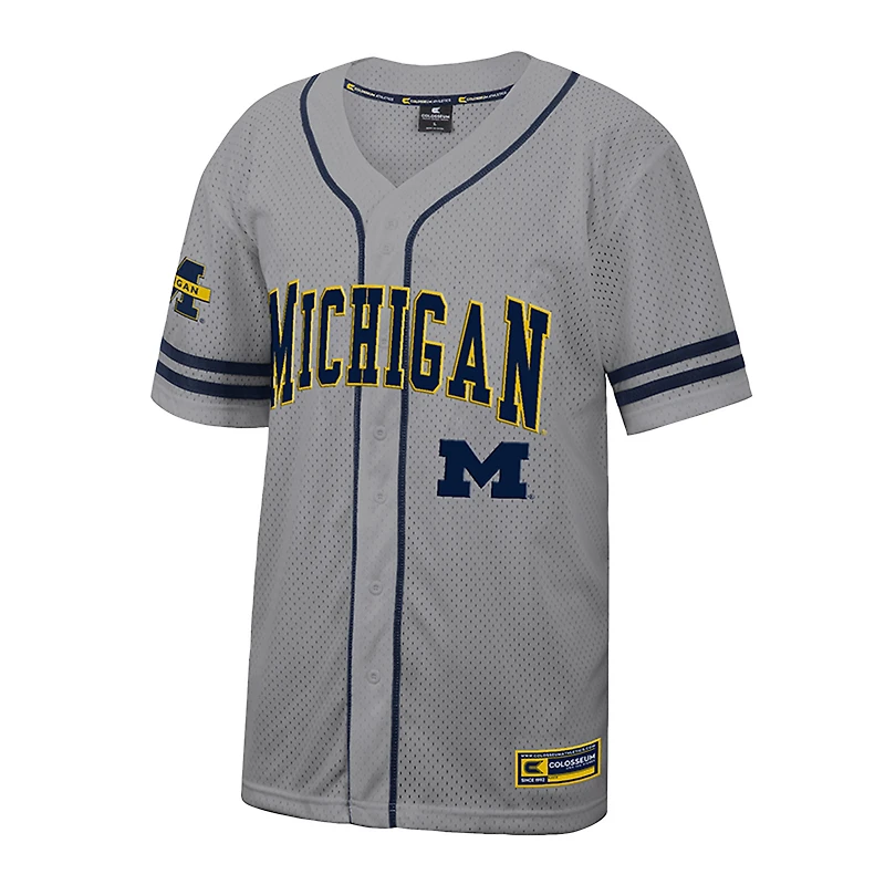 Men's Colosseum Gray Michigan Wolverines Free Spirited Baseball Jersey