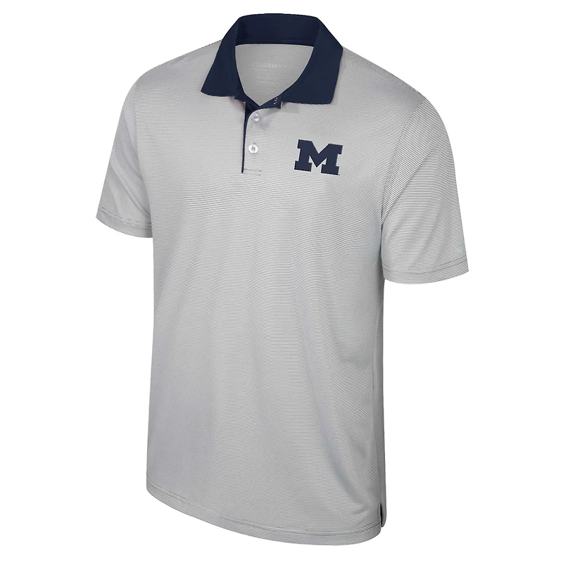 Men's Colosseum Gray Michigan Wolverines Tuck Striped Polo