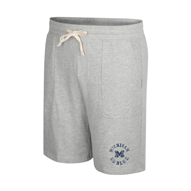 Colosseum Heather Grey Michigan Wolverines pour hommes adorent entendre ce short en tissu éponge