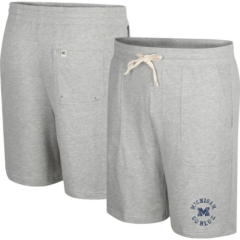 Colosseum Heather Grey Michigan Wolverines pour hommes adorent entendre ce short en tissu éponge