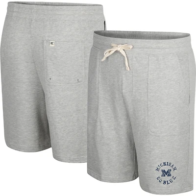 Colosseum Heather Grey Michigan Wolverines pour hommes adorent entendre ce short en tissu éponge