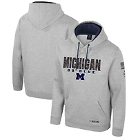 Sweat à capuche imprimé militaire Oorah OHT Michigan Wolverines pour homme, gris chiné, Colosseum