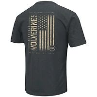 T-shirt Colosseum Heathered Black Michigan Wolverines OHT pour hommes, drapeau d'appréciation militaire 2.0