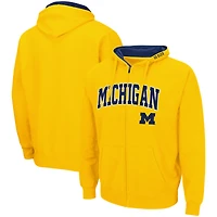 Sweat à capuche entièrement zippé Colosseum Maize Michigan Wolverines Arch & Logo 3.0 pour homme