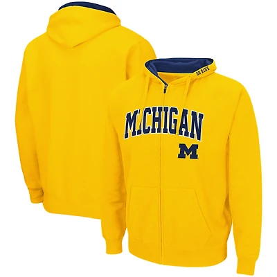 Sweat à capuche entièrement zippé Colosseum Maize Michigan Wolverines Arch & Logo 3.0 pour homme