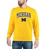 Men's Colosseum Maize Michigan Wolverines Arch & Logo Crew Neck Sweatshirt
