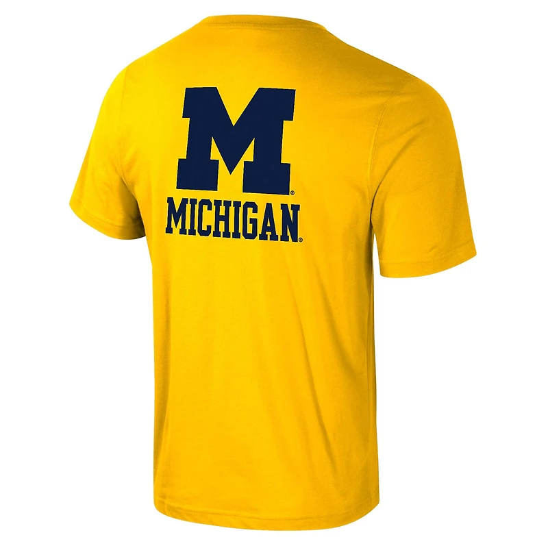 Men's Colosseum Maize Michigan Wolverines Logo Lockup 2-Hit Active Blend T-Shirt