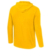 Men's Colosseum Maize Michigan Wolverines Logo Lockup Active Blend Long Sleeve  T-Shirt Hoodie