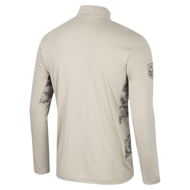 Men's Colosseum Natural Michigan Wolverines OHT Military Appreciation Quarter-Zip Jacket