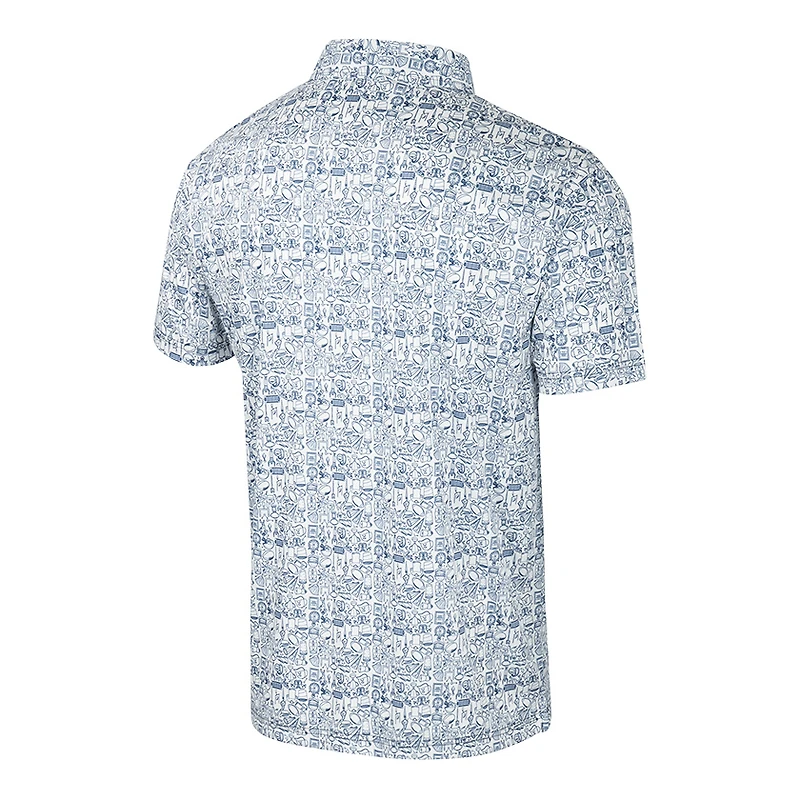 Polo Allover Colosseum bleu marine/blanc pour homme Michigan Wolverines Big & Tall