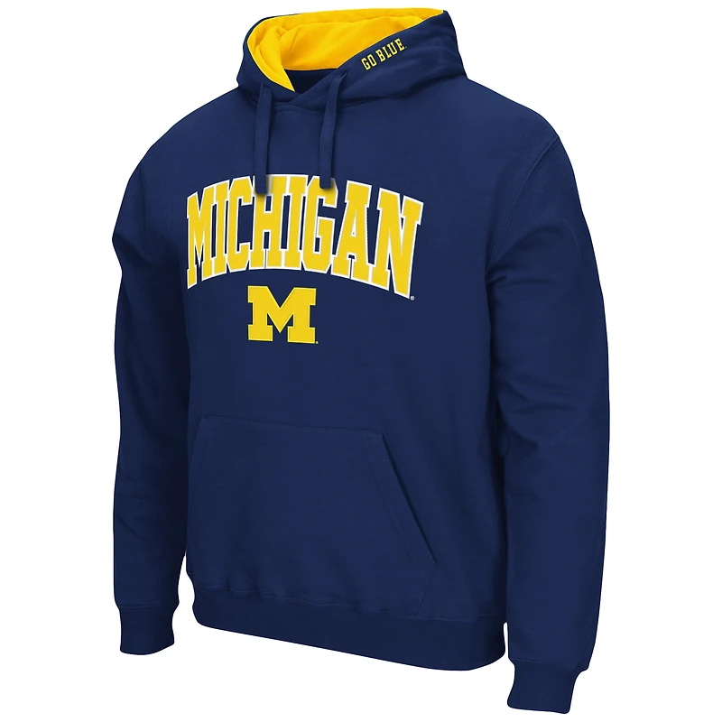 Men's Colosseum Navy Michigan Wolverines Arch & Logo 3.0 Pullover Hoodie