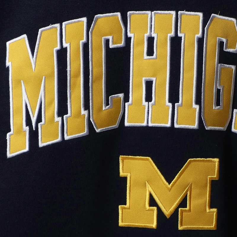 Men's Colosseum Navy Michigan Wolverines Arch & Logo Crew Neck Sweatshirt