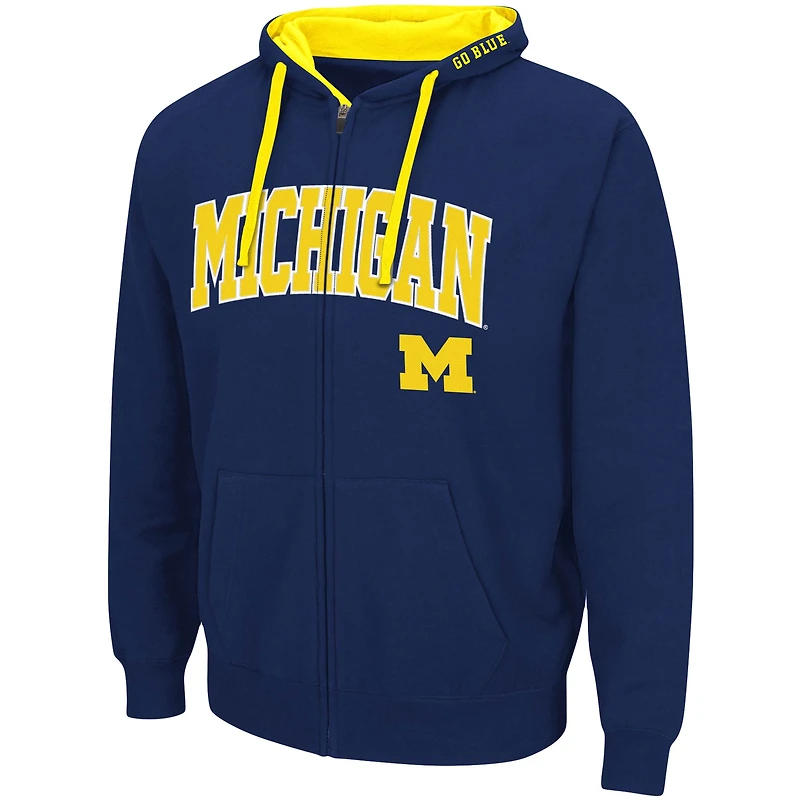 Sweat à capuche zippé Colosseum Navy Michigan Wolverines pour homme, grandes tailles