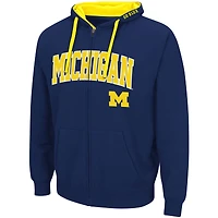 Sweat à capuche zippé Colosseum Navy Michigan Wolverines pour homme, grandes tailles