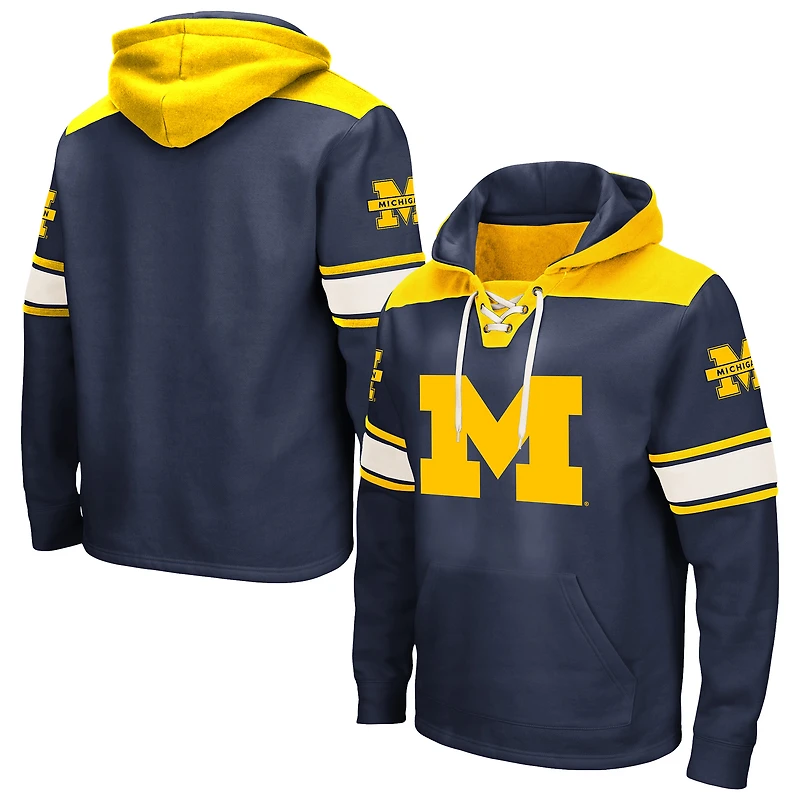 Men's Colosseum Navy Michigan Wolverines Big & Tall Hockey Lace-Up Pullover Hoodie