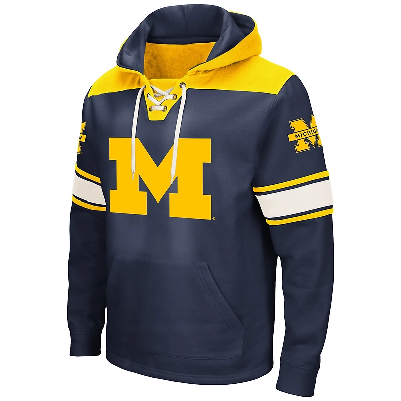 Men's Colosseum Navy Michigan Wolverines Big & Tall Hockey Lace-Up Pullover Hoodie