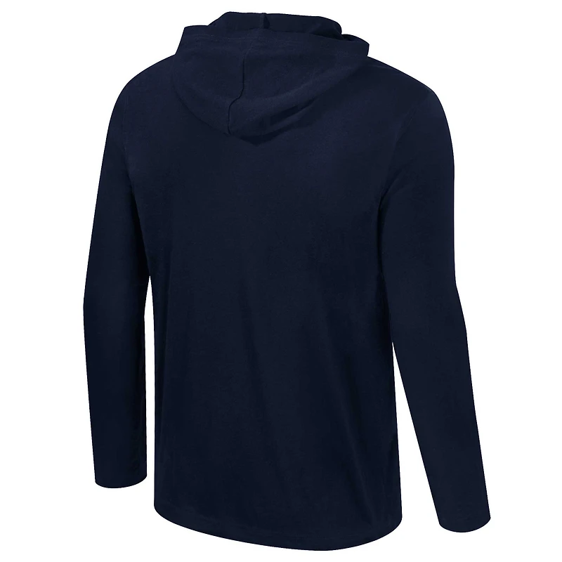 Men's Colosseum Navy Michigan Wolverines Color Pop Active Blend 2-Hit Long Sleeve Hooded T-Shirt