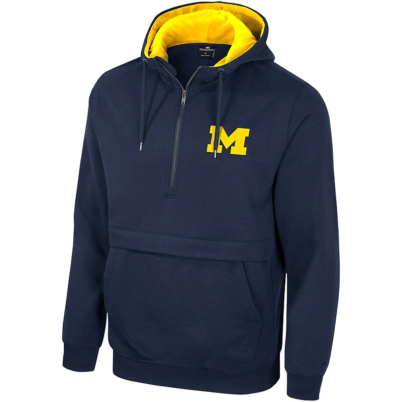 Sweat à capuche demi-zip Colosseum Navy Michigan Wolverines pour hommes