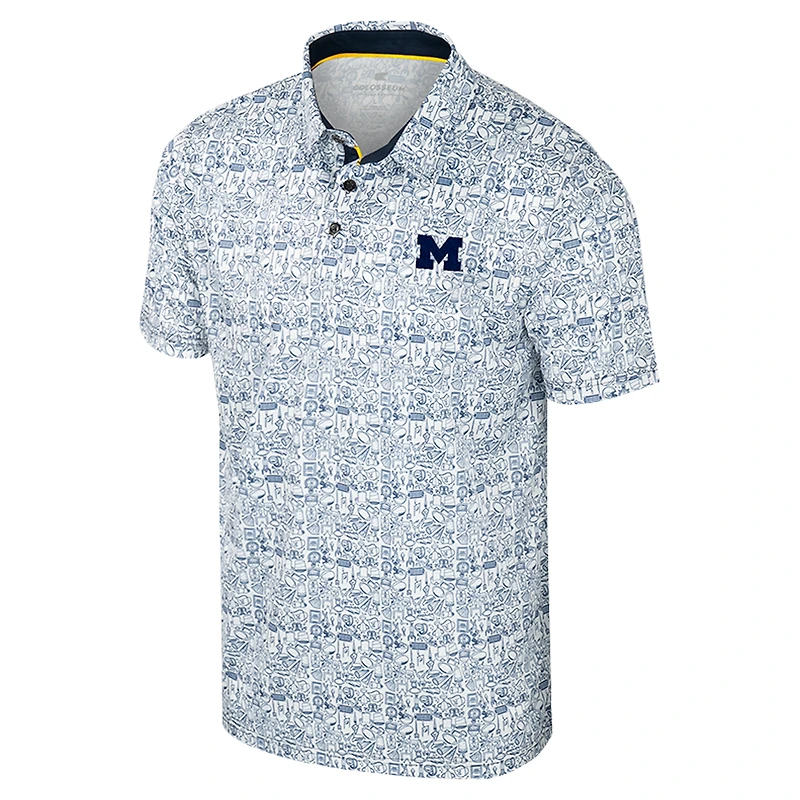 Colosseum Navy Michigan Wolverines pour hommes Il est temps ! Polo imprimé sur toute la surface
