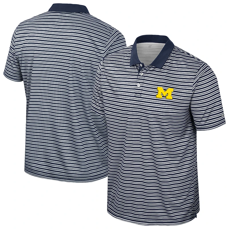 Men's Colosseum Navy Michigan Wolverines Striped Polo