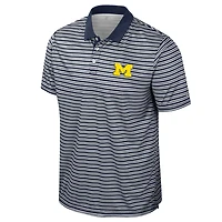 Men's Colosseum Navy Michigan Wolverines Striped Polo